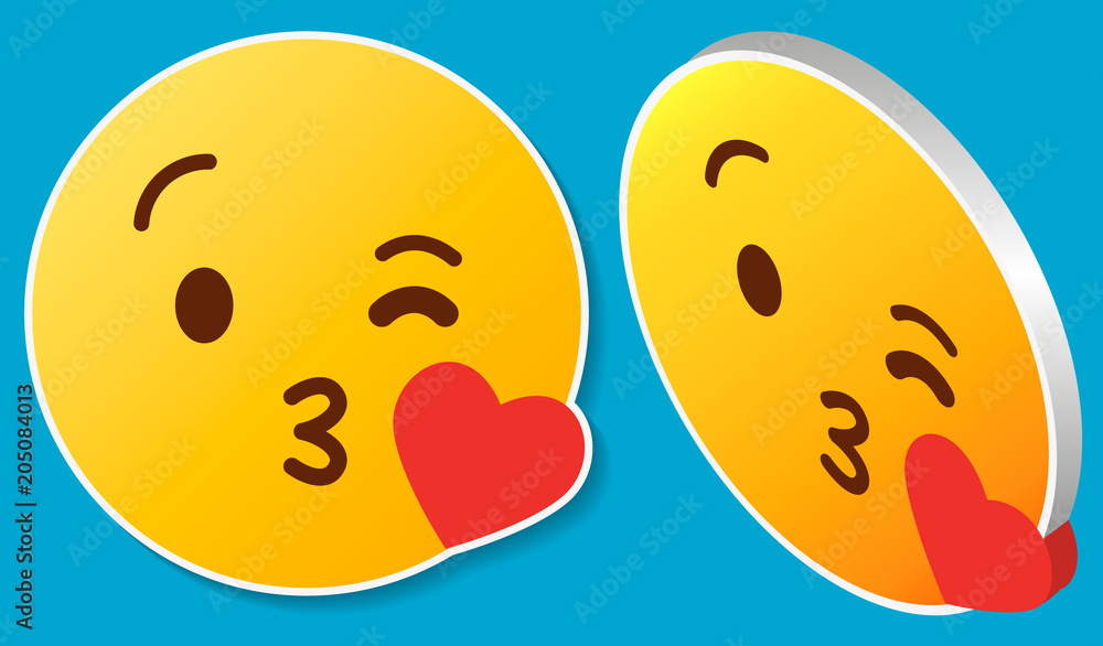 Fototapeta premium Kissing face emoji with red heart