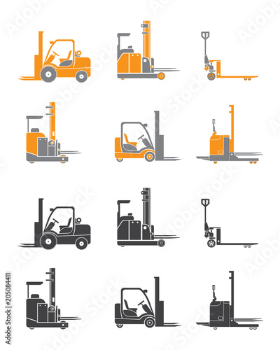 Set icons of loader equipment. Two versions. Vector illustration