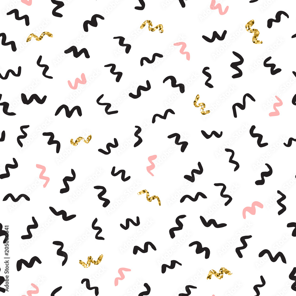 Ink, pink, & gold doodle vector seamless short zigzags pattern. Ink, pink, & gold doodle vector seamless short zigzags pattern.
