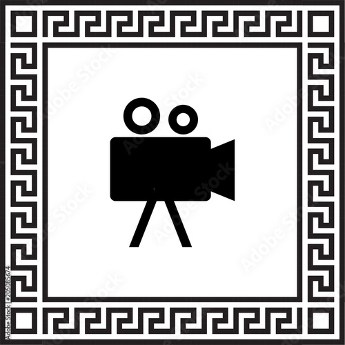 vector icon Camcorder in a frame with a Greek ornament