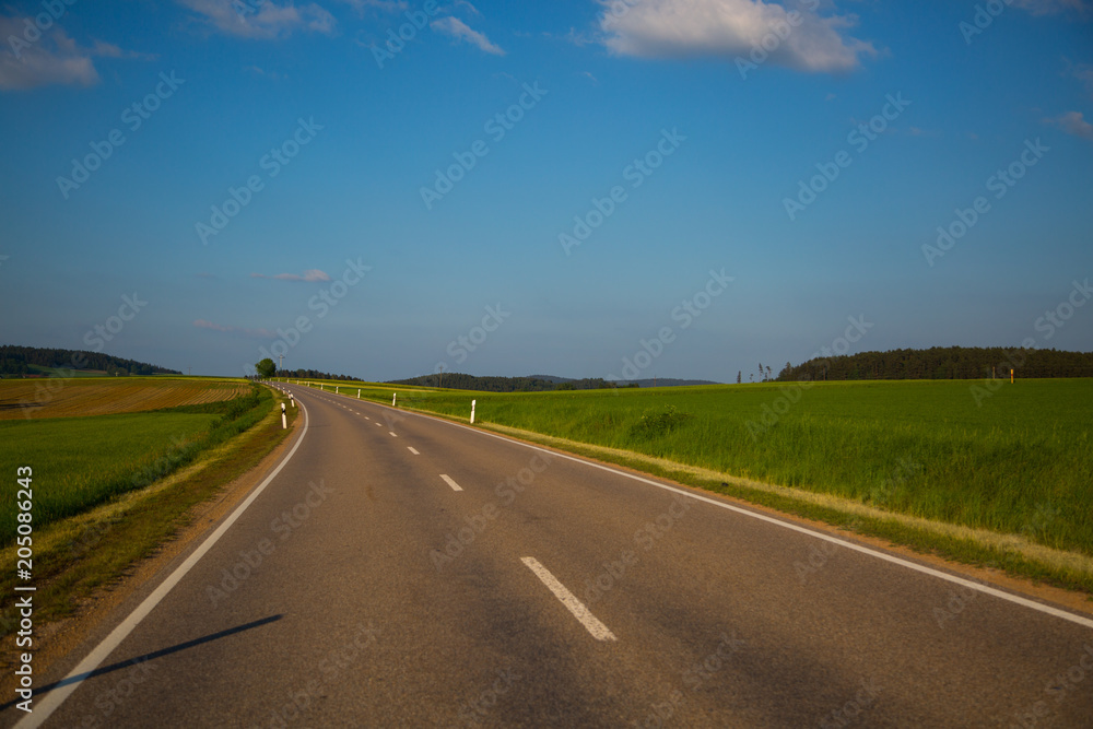 Country road in the Upper Palatinate, blue sky