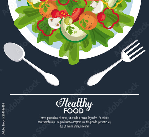 Delicious salad healthy food banner with information vector illustration graphic design