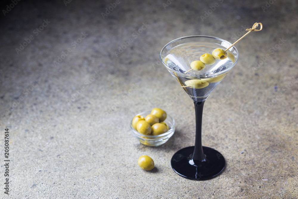 Cocktail martini with olives Cocktail martini with olives
