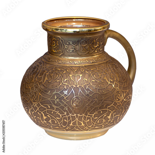 Decorative jug, oriental souvenir isolated on white background