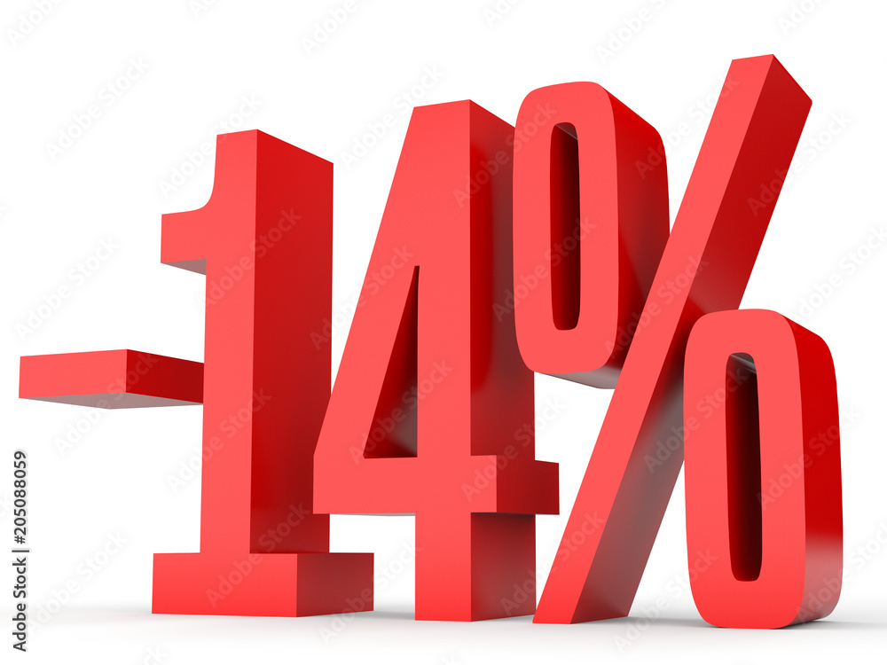 Minus fourteen percent. Discount 14 %. Minus fourteen percent. Discount 14 %.