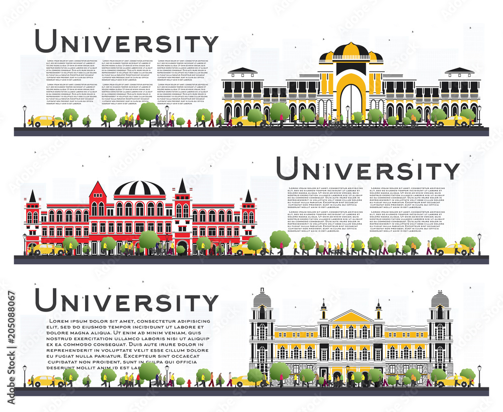 Set of University Campus Study Banners Isolated on White.