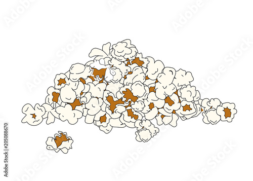 Popcorn pile isolated on white