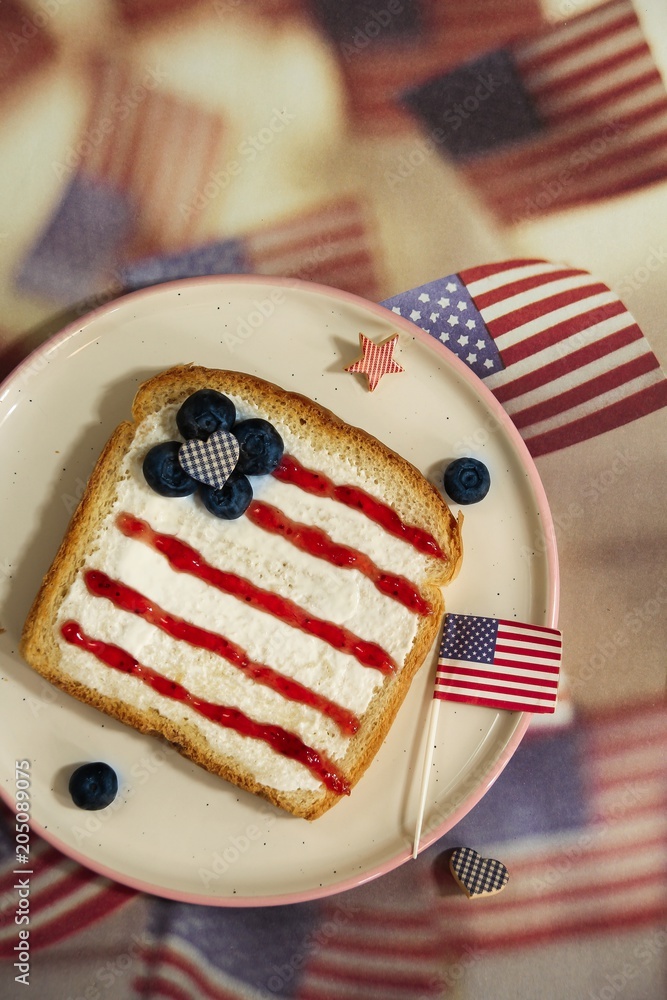 American flag red blue white sandwich / 4th of july Memorial day theme