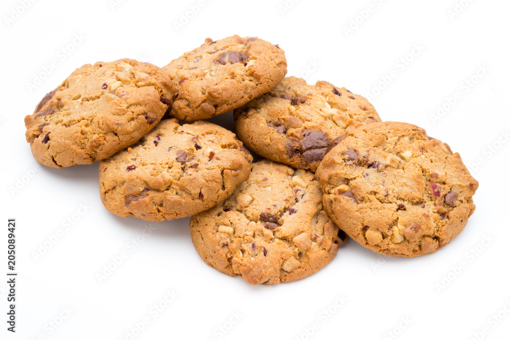 Chocolate chip cookie isolated on white background. Chocolate chip cookie isolated on white background.