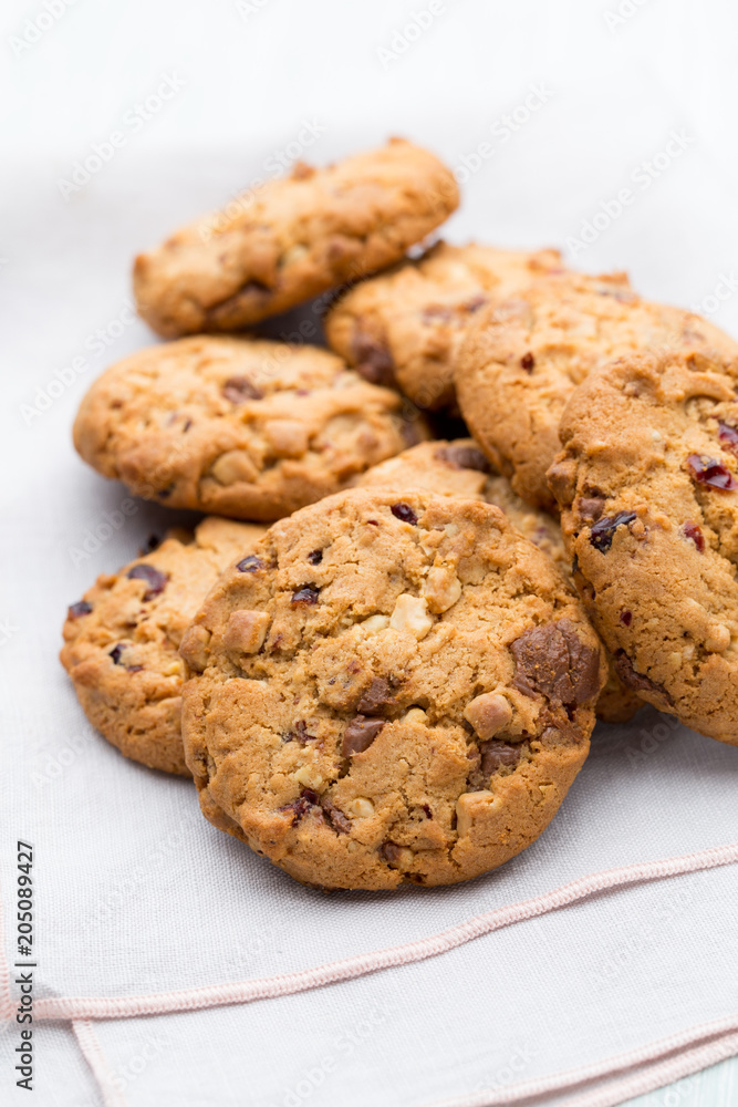 Chocolate oatmeal cookies on the wooden background. Chocolate oatmeal cookies on the wooden background.