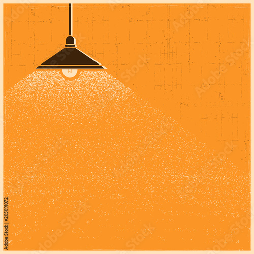 Vintage ceiling lamp lighting in the room background.