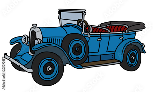 The vintage blue convertible