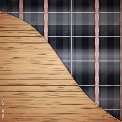 Infrared Floor heating system under wooden cover. Top view. Ways of installing films under cover. Vector Illustration isolated on white background.