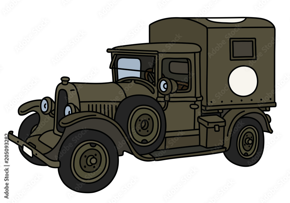 The vvintage military ambulance truck
