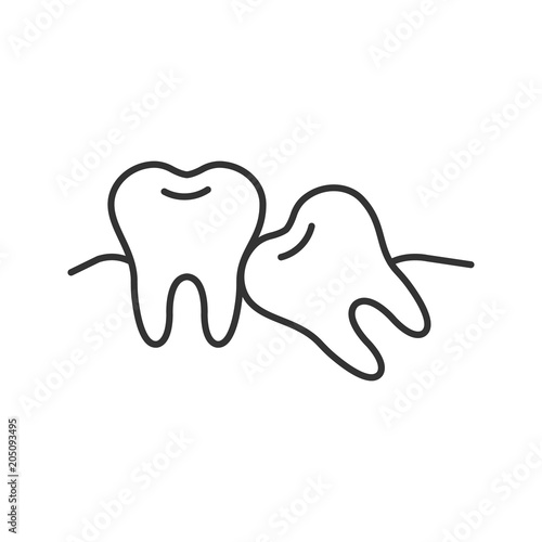 Crooked teeth linear icon