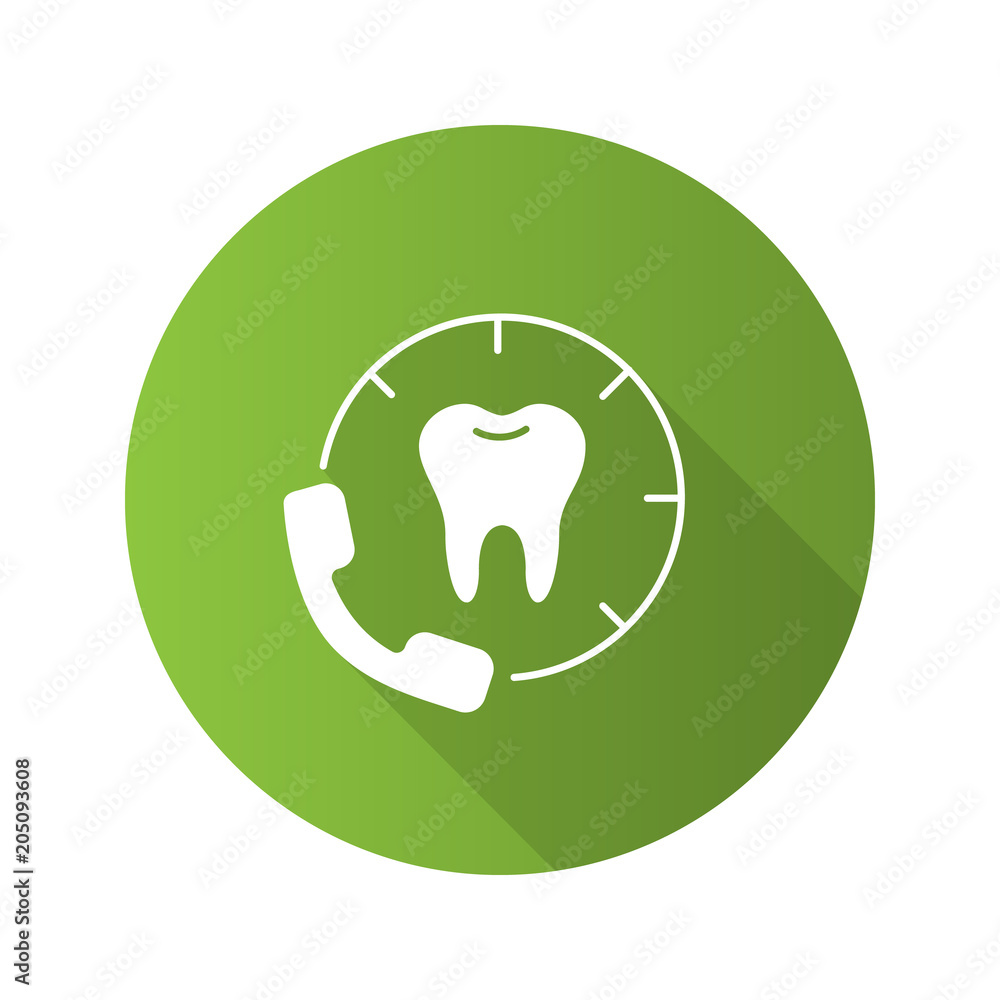 Calling to dental clinic flat design long shadow glyph icon Calling to dental clinic flat design long shadow glyph icon