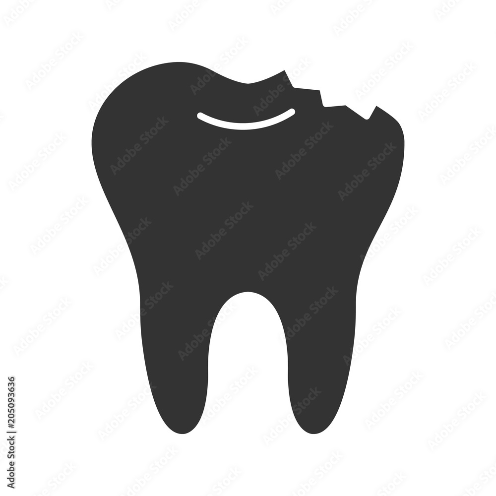 Obraz premium Broken tooth glyph icon