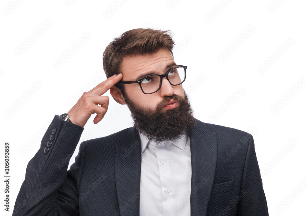 Overworked man in suit and glasses Overworked man in suit and glasses