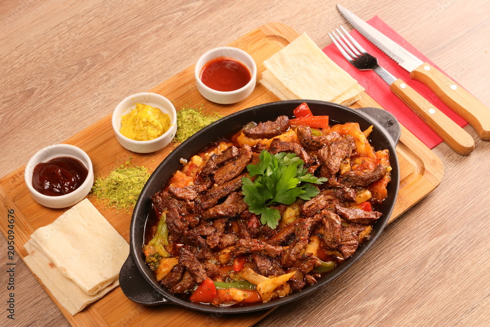 Fototapeta premium Kebab with Lamb Meat in Casserole