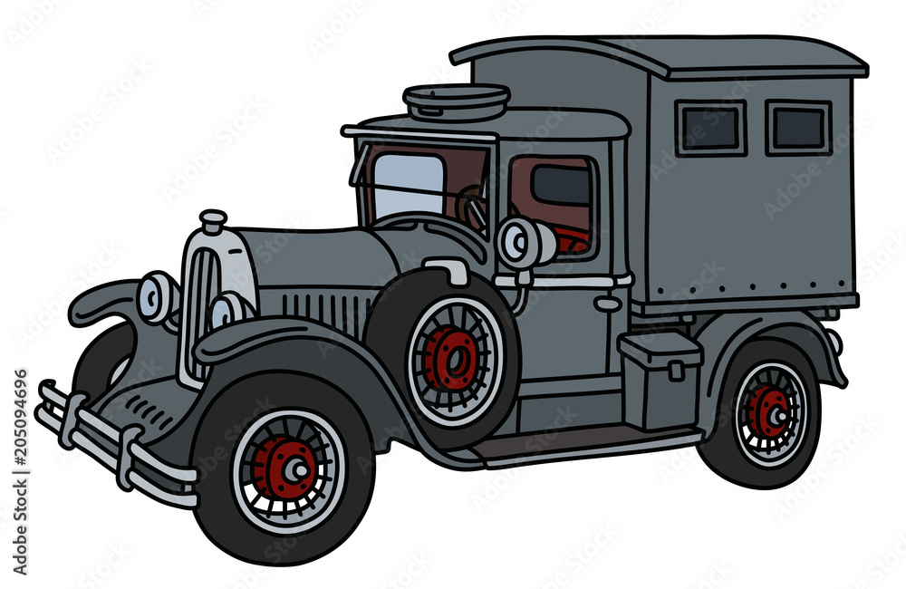 The vintage gray cabinet truck