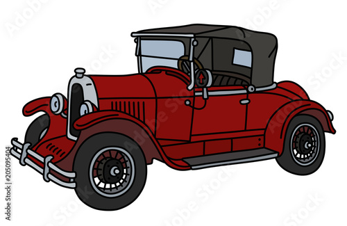 The vintage red small cabriolet