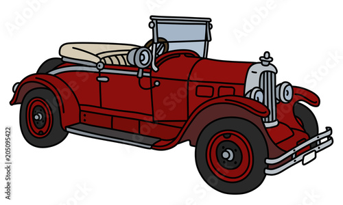 The vintage red small cabriolet