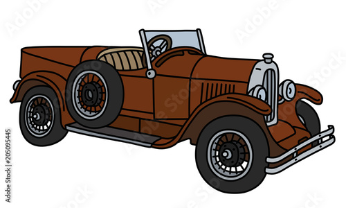 The vintage brown sport car