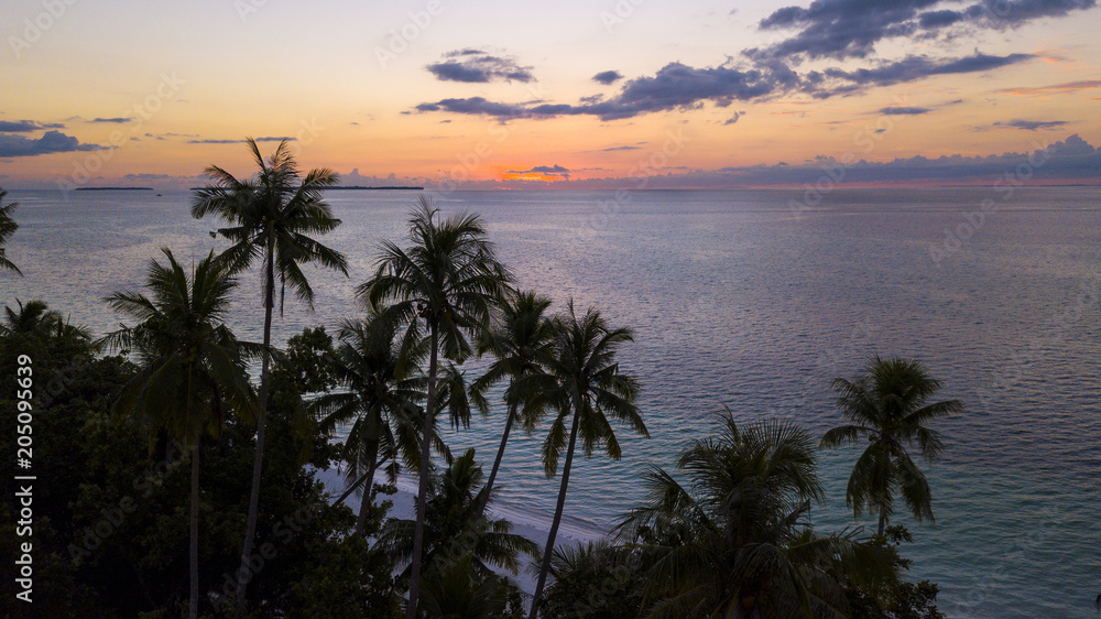 Sunset over tropical beach
