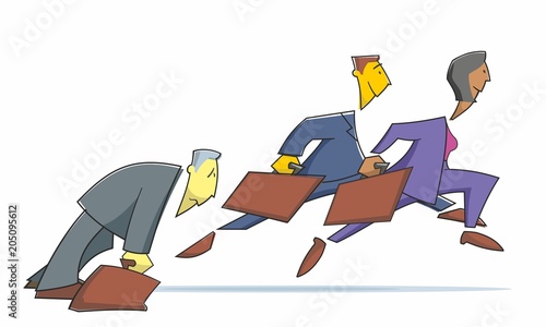 Tired Salesman Overtaken by Keen Team