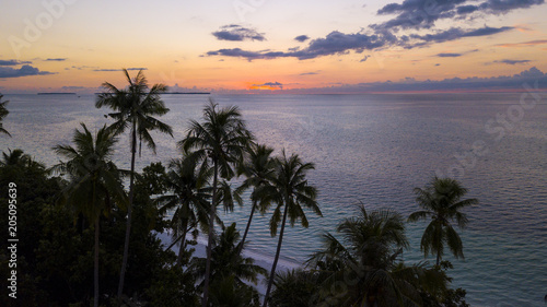 Sunset over tropical beach