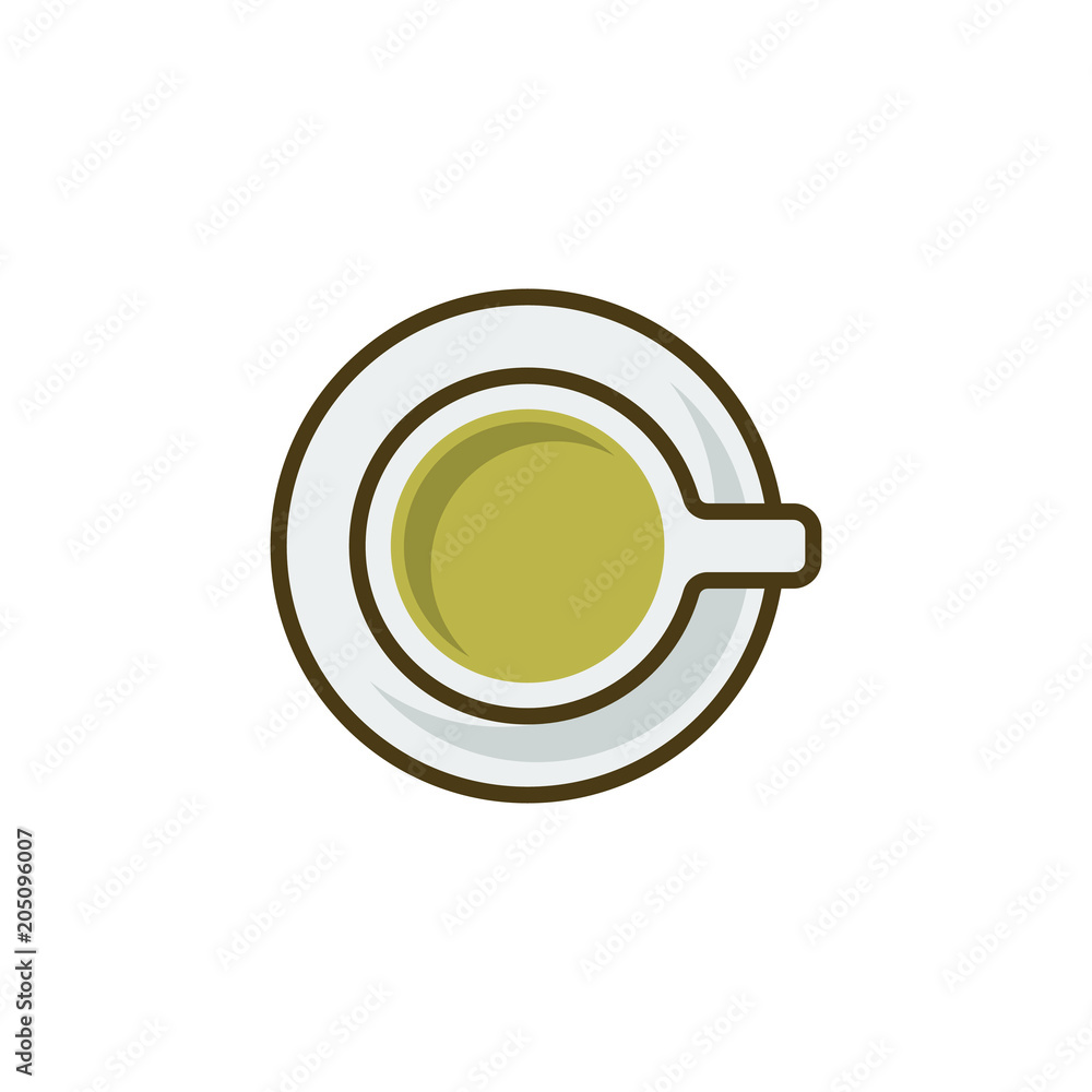 flat icon of Coffee mug from above flat icon of Coffee mug from above