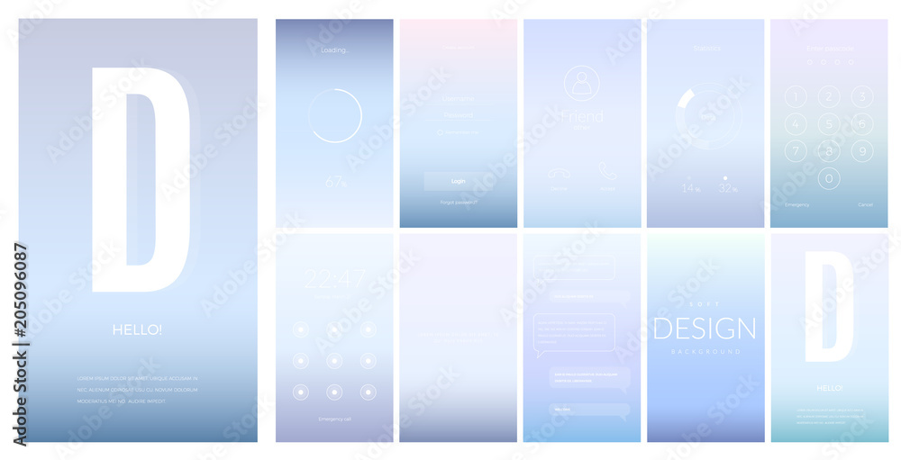 Fototapeta premium Modern UI screen design for mobile app with web icons.