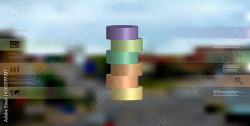 3D illustration infographic template with cylinder horizontally sliced to six parts
