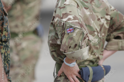 Fotografia British flag on a RAF soldier uniform