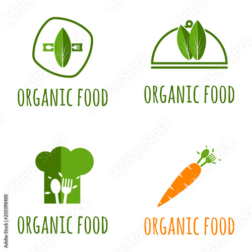 Organic Food Logo Vector Template Design Illustration