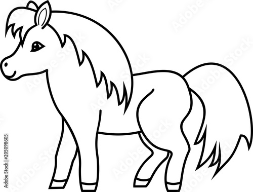 Coloring page. Cute cartoon pony