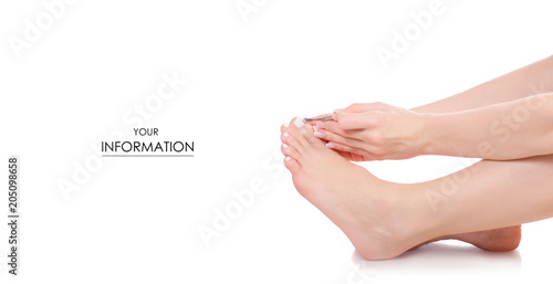 Fototapeta Naklejka Na Ścianę i Meble -  Female feet legs pusher for nails in hands pedicure beauty pattern