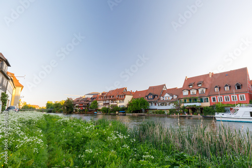 Wallpaper Mural river Regnitz with old houses in City of Bamberg, Bavaria, Germany, early morning Torontodigital.ca