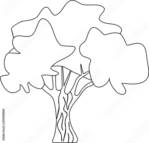 Stylized deciduous tree coloring page