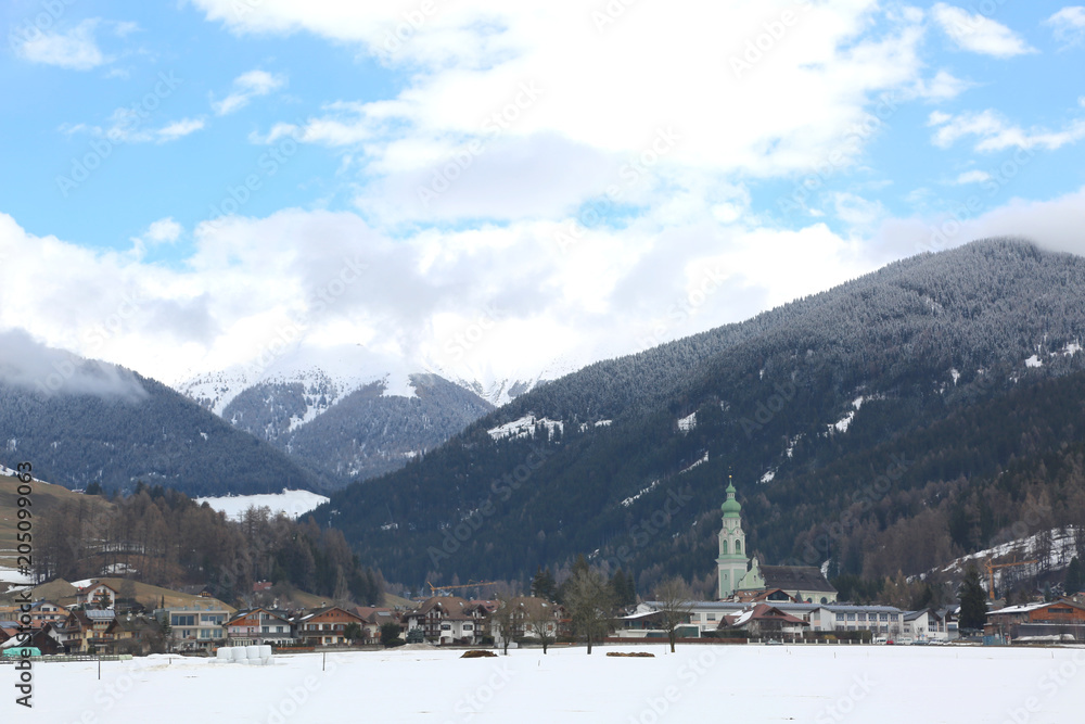 small town of Toblach also called Dobbiaco in Italian language i