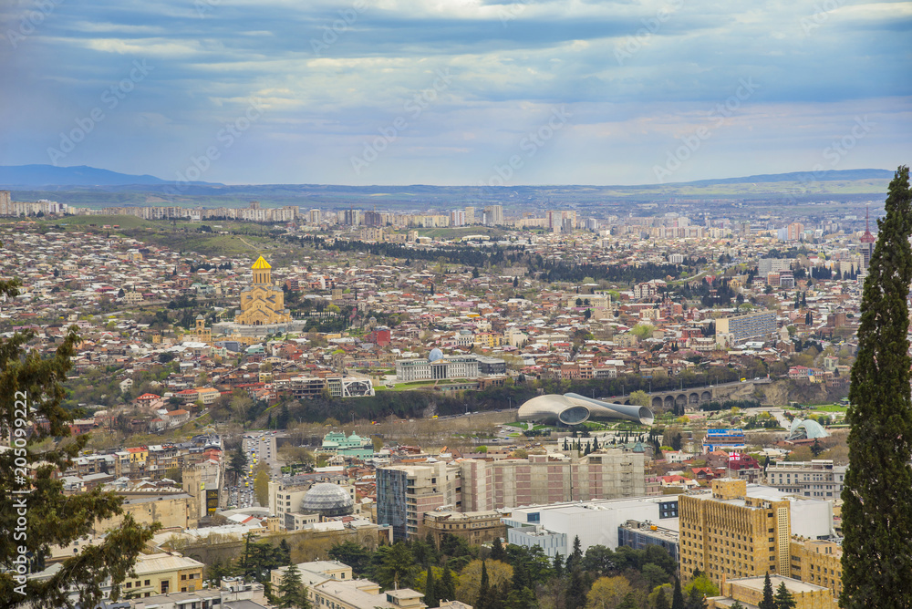 TBILISI, GEORGIA - APRIL 3, 2018: Panoramic view of Tbilisi town