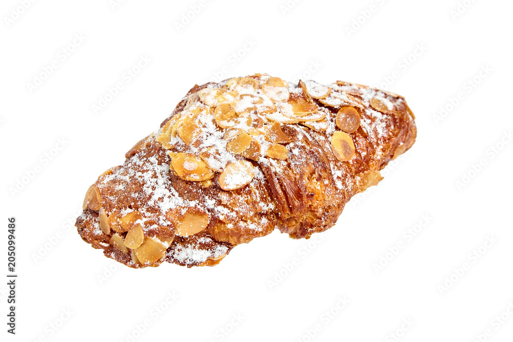 croissant with almonds isolated on white background croissant with almonds isolated on white background
