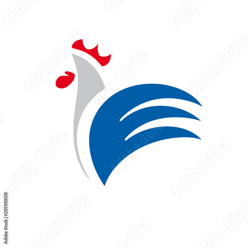 Vector sign abstract rooster, in linear style