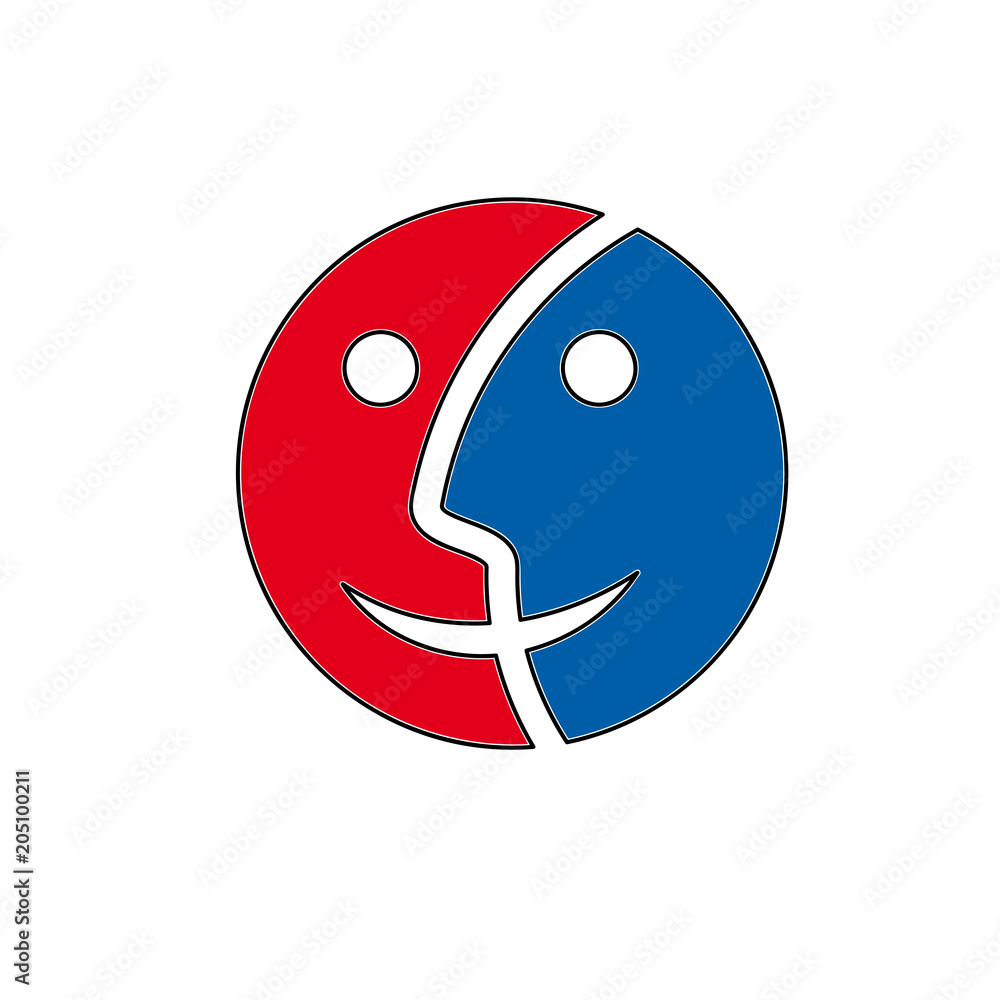 Fotografie Vector sign abstract dual personality, in linear style
