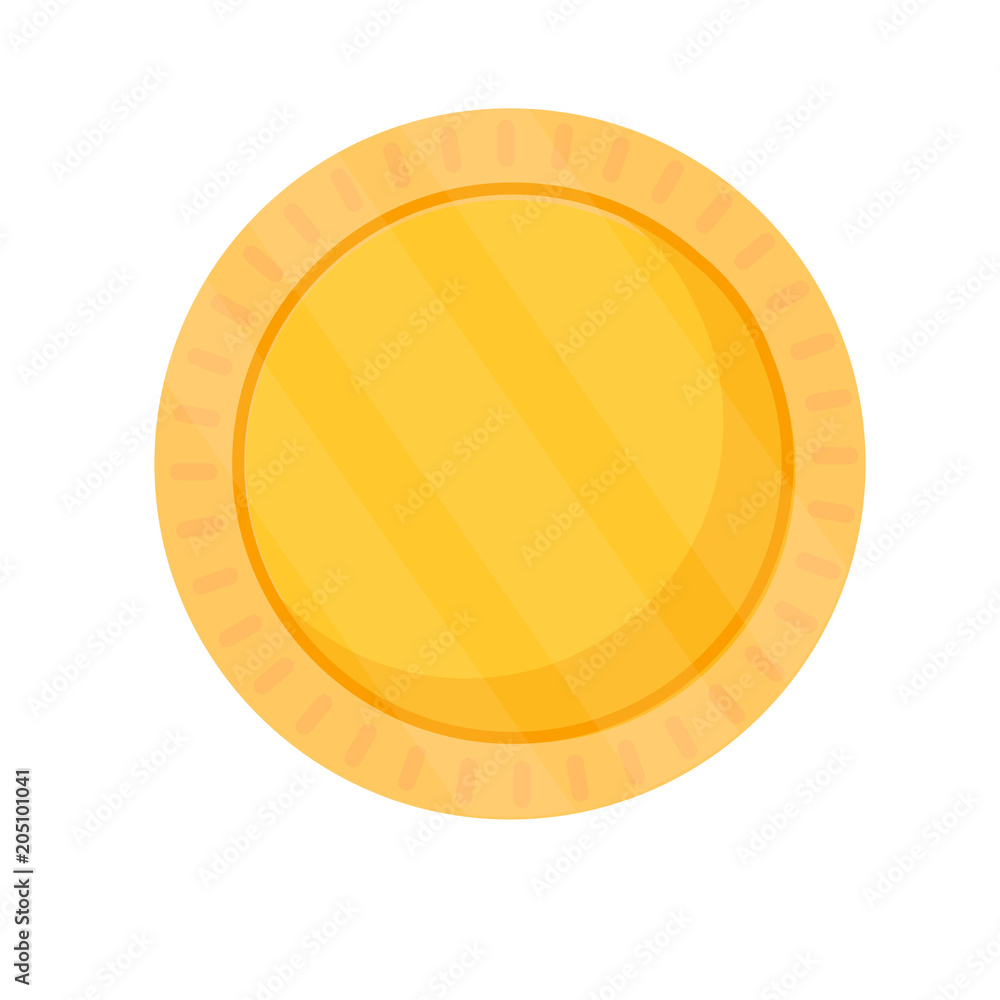 Blank coin template. Gold blank medal. Round icon. Isolated on white Blank coin template. Gold blank medal. Round icon. Isolated on white
