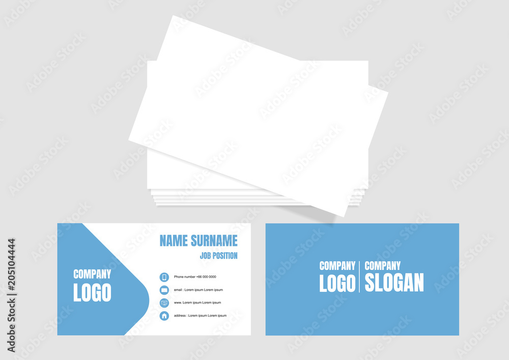 Blue business card template modern design - obrazy, fototapety, plakaty 