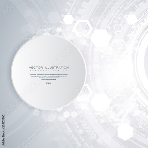Technology background and abstract digital tech circle with various technological elements. Vector illustration. EPS 10.