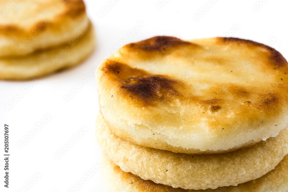 Arepas isolated on white background. Venezuelan typical food Arepas isolated on white background. Venezuelan typical food