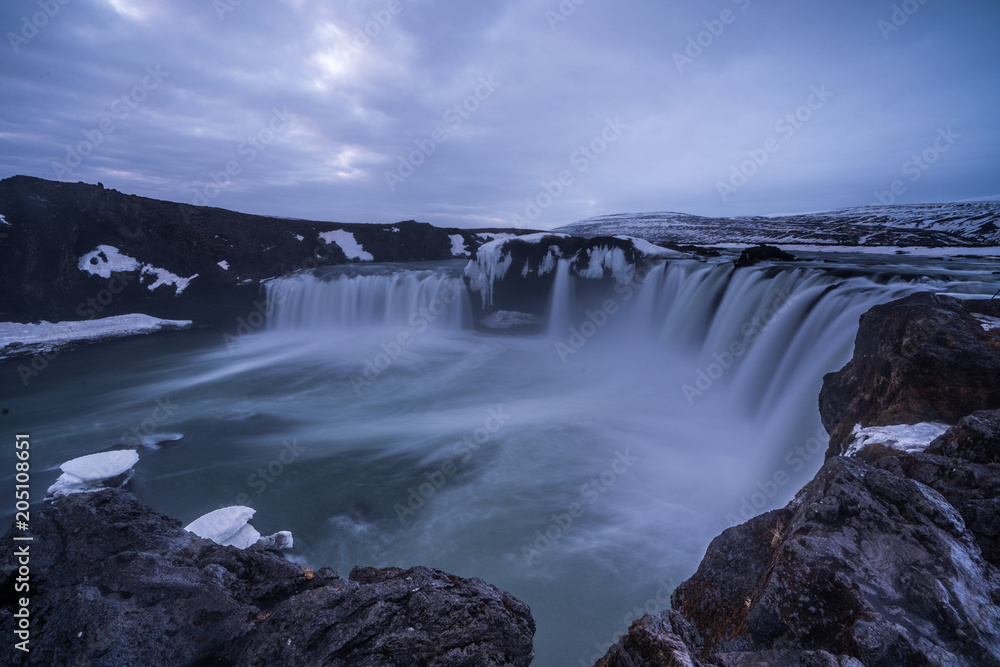 Stunning view of Godafoss Waterfall in the morning on e of the landmark in Iceland Stunning view of Godafoss Waterfall in the morning on e of the landmark in Iceland