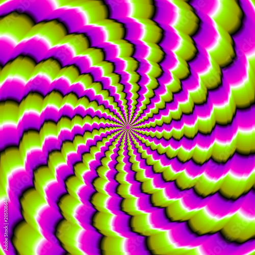 Abstract green and pink background. Spin illusion.
